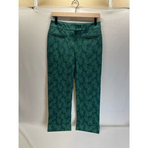 BETABRAND Cabana Leaf Print Yoga Trousers Dress Pants Small Petite Green NWOT
